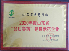 2020年度山東省“品質(zhì)魯藥”建設(shè)示范企業(yè)